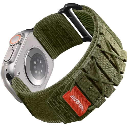 Bandletic Nylon Correa compatible con Apple Watch Ultra/Ultra 2 49mm 45mm 44mm 42mm, Correa Deportiva Al Aire Libre para iWatch Ultra/Ultra 2/Series 9 8 7 6 5 4 3 2 1, M-Verde