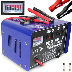 Cargador de coche y moto | con función de carga rápida | para baterías de plomo 12-24 V | 30-180 Ah | Portátil | Azul