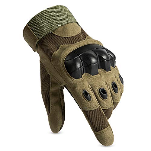 HUNTVP Militar Guantes Pantalla Táctil Tactico Moto Bicicleta para Deportes al Aire Libre Ciclismo Acampada Escalada, Dedo Completo - Verde M