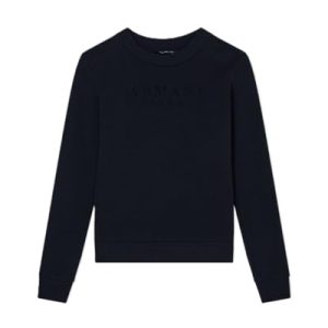 Armani Exchange Sudadera de Manga Larga para Mujer, Cuello Redondo, con Logotipo Frontal, Negro, XL | Oferta Amazon