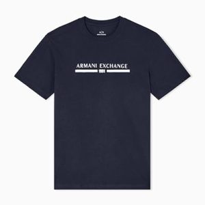 CHOLLO: Armani Exchange Camiseta de Manga Corta para Hombre con Logotipo Grande en la Parte Delantera, Color Azul, Talla M, Azul Oscuro, M en promoción
