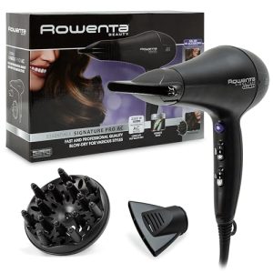 ¡GRAN PRECIO! Rowenta Signature Pro – Secador de pelo profesional, motor AC de 2200W, función Iónica, 2 Velocidades y 3 Ajustes de temperatura con boquillas concentradoras y difusor, Color Negro, CV7840 en promoción