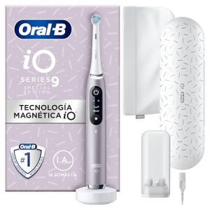 CHOLLO: Oral-B iO 9 Cepillo de Dientes Eléctrico con Mango Recargable, 1 Cabezal, Estuche de Viaje con Cargador y Funda Magnética, Diseñado por Braun, Regalos Originales para Mujer y Hombre – Rosa