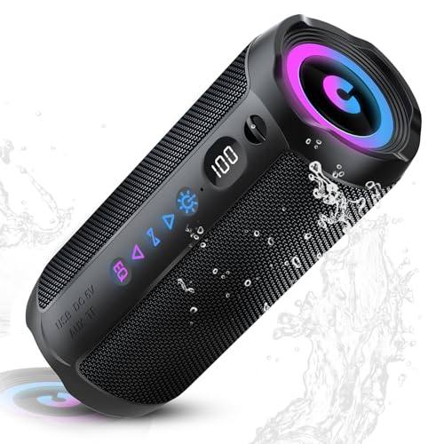 Altavoz Portátil 30W, Potente Altavoz , Altavoces Graves Duales, 30H Reproducción, IPX7, RGB, Emparejamiento TWS, AUX, TF, USB, Ideal Para Actividades Aire Libre, Fiestas,Viajes. | Oferta Amazon