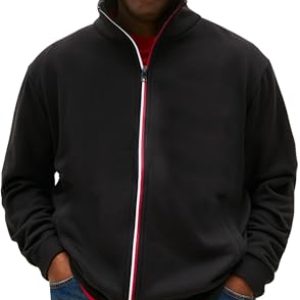 ¡GRAN PRECIO! Tommy Hilfiger Sudadera con Cremallera Hombre Global Stripe con Cuello Alto, Negro , 2XL con descuento