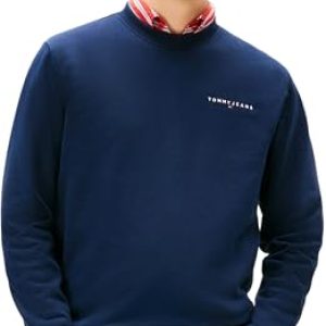 PROMOCIÓN: Tommy Jeans TJM REG Linear Crew EXT DM0DM20249 – Sudadera sin Botones para Hombre, Azul , Talla XL, Azul , XL rebajado hoy