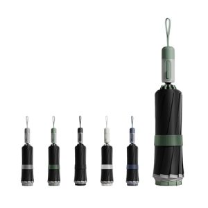 OFERTA: Paraguas Invertido Plegable para Viaje, Compacta con Franja Reflectante, Apertura/Cierre Automático, Protección UV UPF 50+, Gran Dosel, 10 Varillas, Lluvia/Sol,Hombres/Mujeres, Mochila/Coche