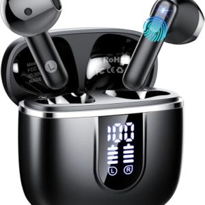 PROMOCIÓN: Auriculares Inalambricos 5.4, Auriculares con HiFi Estéreo, 40H Cascos Inalambricos con 4 HD Mic ENC Reducción de Ruido, Pantalla LED, IP7 Impermeable Audifonos con descuento