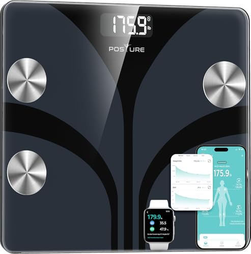TOP VENTAS: Báscula de Baño Digital Inteligente con Sincronización en App - 13 Indicadores de Composición Corporal Grasa Músculo IMC Agua Alta Precisión hasta 180 kg, Báscula de Fitness para Hombre y Mujer rebajado hoy
