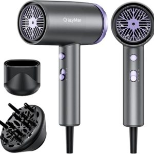 PROMOCIÓN: CrazyMar Secador Pelo, Secador de Pelo Profesional Portátil, 1800W Secado Rápido Secador Ionico, 3 Niveles de Temperatura y 3 Velocidades, 350 Millones de Iones, Con Difusor y Boquilla al mejor precio