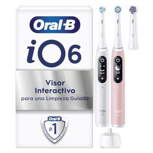 ¡GRAN PRECIO! Oral-B iO 6 Pack De 2 Cepillos de Dientes Eléctricos con Mango Recargable, 3 Cabezales, 5 Modos De Cepillado, Diseñado por Braun, Regalos Originales para Mujer y Hombre – Blanco y Rosa en promoción