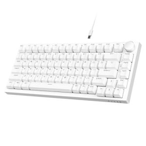 CHOLLO: A.JAZZ AK820 75% TKL Teclado mecánico con Cable,Interruptor Azul Intercambiable en Caliente,Teclado para Juegos con Montaje en Junta,luz Azul,82 Teclas con Perilla de Volumen CNC,para Win/Mac-Blanco | Oferta Amazon