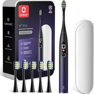 ¡GRAN PRECIO! Oclean Cepillo electrico sónico X Series Pro Gift Set, Pantalla táctil inteligente, 32 Niveles de intensidad, 3 Modos, Cargador 2 en 1, 30 días, IPX7, 6 Cabezales, Estuche de viaje, Morado rebajado hoy