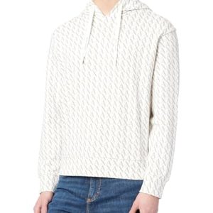 Armani Exchange Sudadera para Hombre, Esencial, Todo el Logotipo, Blanco, XL, Off White/Ash Allover, XL con oferta