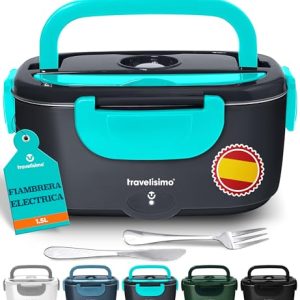 DESCUENTO: TRAVELISIMO Fiambrera Electrica 100W Taper Electrico para Comida 1,5L Fiambrera Termica 3 en 1 12V/24V/220V – Fiambreras Comida Trabajo Para Coche y Camión, Marmita Electrica en Acero Inoxidable en promoción