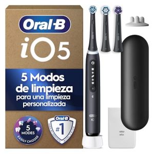 REBAJADO: Oral-B iO 5 Cepillo De Dientes Eléctrico Negro Con 3 Cabezales y 1 Estuche De Viaje, 5 Modos De Cepillado Con Blanqueamiento Dental, Sensor De Presión, Diseñado Por Braun con descuento