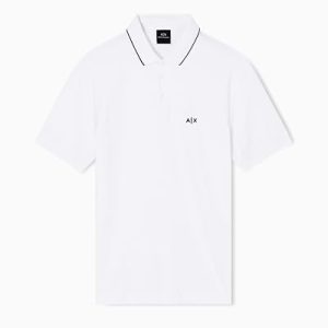 REBAJADO: Armani Exchange Polo de Manga Corta para Hombre con Logotipo de Monoga en el Lado del Cuello Bordado, Blanco Roto, M, Blanco Crudo, M al mejor precio
