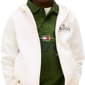 DESCUENTO: Tommy Hilfiger Tommy Icons Zip Through Hoodie Kb0Kb10362 Sudadera con Capucha, Blanco , 14 años niño, Blanco , 14 años | Oferta Amazon