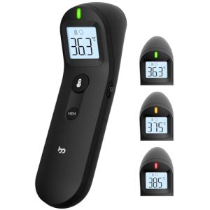 Termómetro para la fiebre sin contacto para bebés y adultos, termómetro digital de frente por infrarrojos con lectura instantánea, lectura precisa, alarma de fiebre con descuento