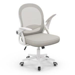 ¡GRAN PRECIO! naspaluro Silla de Oficina, Silla de Escritorio Ergonómica con Malla Transpirable, Reposabrazos Abatibles, Silla para Ordenador de Altura Regulable, Silla Giratoria de 360°, Gris con oferta