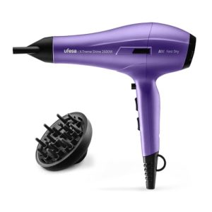 PROMOCIÓN: Ufesa Secador de Pelo Profesional X-Treme Shine 2600W, Motor AC, Tecnología Iónica, Sin Encrespamiento, Recubrimiento de Aceite de Argán, Incluye Difusor y Concentrador, 2 Velocidades, 3 Temperaturas | Oferta Amazon