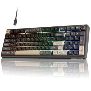 OPORTUNIDAD: RK ROYAL KLUDGE R98 Pro Teclado Mecánico con Cable, 96% US Layout Teclado Gaming con Numérico, RGB, Perilla de Volumen, Gasket Structure, Teclas PBT MDA, Switch Lineal Pre-lubricado Hot-Swappable con oferta