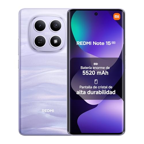 PROMOCIÓN: XIAOMI REDMI Note 15 5G - Smartphone de 8+256GB, Pantalla AMOLED FHD+ de 6,77", Snapdragon 6 Gen 3, cámara de 108 MP, 5520 mAh, , Morado
