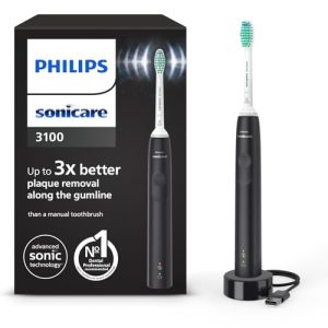 ¡GRAN PRECIO! Philips Sonicare serie 3100, cepillo dental eléctrico, sónico, sensor de presión y temporizador, negro, HX3671/14, Negro en promoción