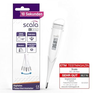 CHOLLO: Scala SC 28 Flex Termómetro Digital de Fiebre Corporal, Blanco Velocidad 10 sec. Termómetro Digital Fiebre Corporal Niños Adultos Medición Oral, Rectal Axilar Preciso Rápido Seguro, BLANCO, Unisex con oferta