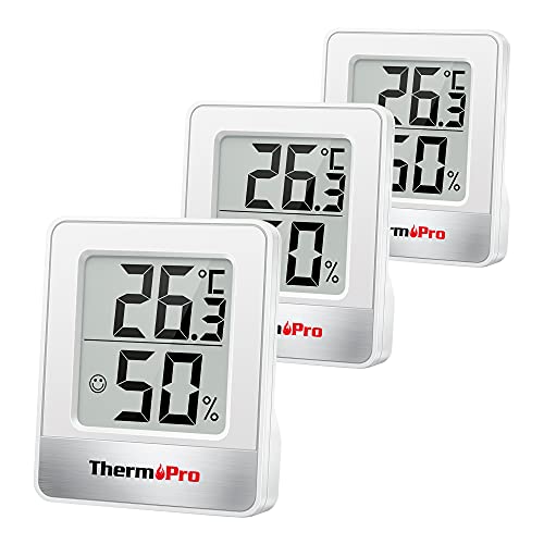 TOP VENTAS: ThermoPro TP49-3 pequeño higrómetro digital termómetro interior termómetro ambiente monitor de temperatura y medidor de humedad para la comodidad de la oficina en casa termómetro reptil 3 piezas rebajado hoy