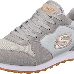 DESCUENTO: Skechers Mujer Og 85 Goldn Gurl Trainers, Light Gray Suede/ Nylon/ Mesh/ Rose Gold Trim, 35.5 EU con oferta
