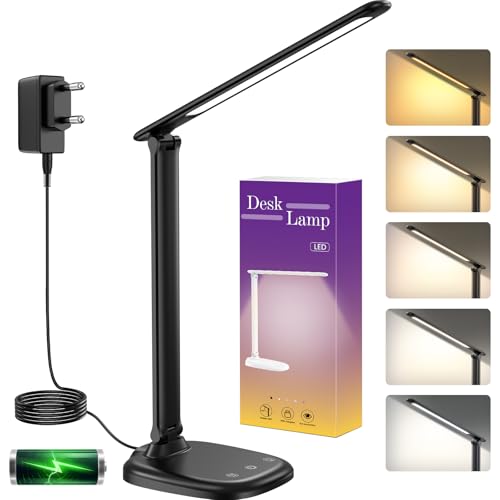 PROMOCIÓN: Lámpara de Escritorio, 5 Modos de Lampara Escritorio LED, Batería 4000mAh con Puerto de Carga USB, Control Táctil, Temporizador y Memoria, Flexo LED Escritorio para Cama, Oficina, Leer y Estudiar con descuento
