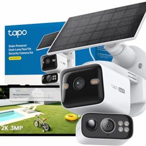 Tapo C645D Kit – Outdoor Solar Wi-Fi Security Camera – Dual Lens 2K Pan/Tilt 360°, Color Night Vision, AI Person/Pet Detection, 10,000 mAh Battery, Wi-Fi 2.4/5 GHz rebajado hoy