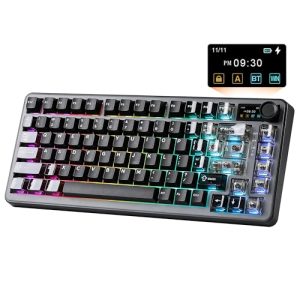 YUNZII B75 Pro MAX Teclado Mecánico Inalámbrico, Diseño 75% con Pantalla TFT y Control Giratorio, Hot Swap, QMK/Via, RGB, BT 2,4G para Win/Mac | Oferta Amazon