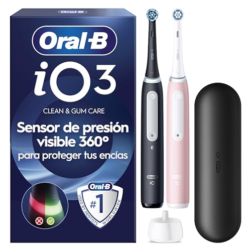 Oral-B iO 3 Cepillos De Dientes Eléctricos Con 2 Cabezales, 1 Estuche De Viaje, Diseñado Por Braun, Regalos Originales para Mujer y Hombre - Negro Y Rosa rebajado hoy