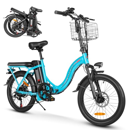 SAMEBIKE CY20FT Bici Elettrica Pieghievole per Adulti - Bicicletta Elettrica con Batteria Rimovibile 36V 13AH, Motore 250W, Autonomia 70KM e Pneumatici 20" per Tutti i Terreni