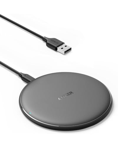 Anker 313 Cargador inalámbrico Pad, Qi Certificado 10W MAX para iPhone Serie 14 & 13, SE 2020, 12, AirPods Pro 2 con descuento