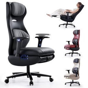 REBAJADO: EMIAH Silla Oficina Ergonómica, Silla de Escritorio Reclinable con Reposapiés, Reposabrazos Ajustables, Silla Game de Respaldo Alto, Silla de Ordenador Ejecutiva con Soporte Lumbar, Cuero PU con oferta