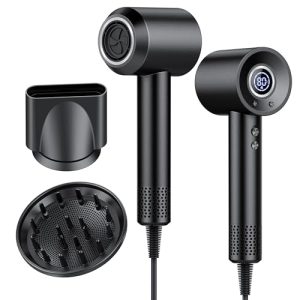 REBAJADO: Secador Pelo Profesional Iónico con Difusor y Boquilla, Secador de Pelo Portátil 180.000 RPM, Secado Rápido, 500M iones, Pantalla Digital, 4 Temperaturas y 3 Velocidades, Control Inteligente de Calor rebajado hoy