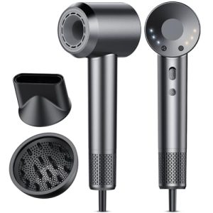 REBAJADO: Secador de Pelo, Secador Pelo Profesional Iónico Portátil 160000 RPM, Secado Rápido, 500M Iones, Control de Temperatura, Con Difusor Magnético y Boquilla, 4 Niveles de Temperatura y 3 Velocidades