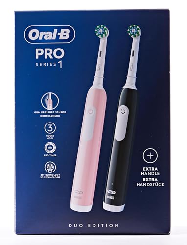 OPORTUNIDAD: Oral-B Pro Series 1 - Cepillo de dientes eléctrico, paquete doble, 2 cabezales de cepillo, 3 modos de cepillado y sensor de presión para cuidado dental, diseñado por marrón, rosa/negro con oferta