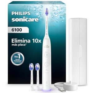 REBAJADO: Philips Sonicare 6100 cepillo dental eléctrico, sónico con 2 modos de cepillado y 3 niveles de intensidad, EasyStart, estuche de viaje, blanco, HX7400/02 | Oferta Amazon