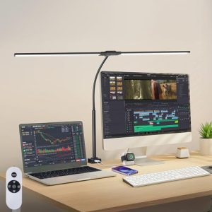 OUTON Lámpara de Escritorio LED 85,5 cm de Doble Cabezal – 1600LM, con USB-A y C – Recargable, Regulable sin Escalones, 5 Tonos de Color, Temporizador y Memoria, para Oficina y Pantalla al mejor precio