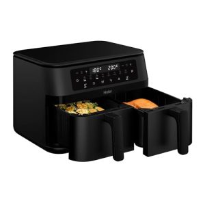 REBAJADO: Haier Freidora de Aire Doble Cajón 11L, 8 en 1: Freír con Aire, Grill, Asar, Hornear, Deshidratar, Recalentar, Descongelar, Cocción Lenta, Función Sync, Antiadherente, Lavavajillas al mejor precio