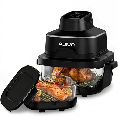 OFERTA: ADIVO Freidora de Aire Vidrio 4L/1.5L,1500W,Tazón de Vidrio Visual,Doble Capacidad,4 Modos, Sin Aceite ni Recubrimiento,Apta para Lavavajillas,Portátil para Camping/Oficina,Cocina Sana y Rápida al mejor precio