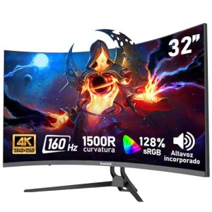 Gawfolk Monitor Ordenador Curvo 32 1500R, Pantalla Gaming 160Hz, 1ms, AdaptiveSync, 128% sRGB, Altavoces Integrados, HDMI 2.1, DisplayPort, Compatible con Montaje en Pared -Negro