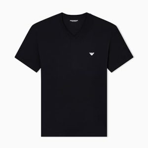 DESCUENTO: Emporio Armani Camiseta de algodón Esencial con Cuello en V para Hombre, Color Negro, Talla L, Ajustada, Negro, L rebajado hoy