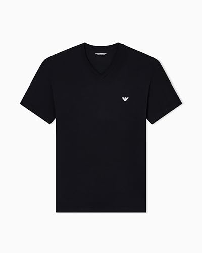 DESCUENTO: Emporio Armani Camiseta de algodón Esencial con Cuello en V para Hombre, Color Negro, Talla L, Ajustada, Negro, L rebajado hoy