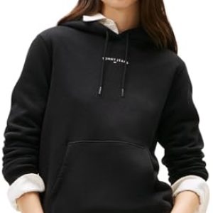 Tommy Jeans Sudadera Mujer Linear con Capucha, Negro , 2XL
