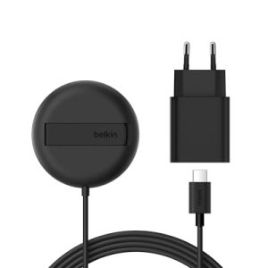 DESCUENTO: Belkin Cargador Inalámbrico Compatible con MagSafe, Base de Carga Magnética 15W, Certificación Qi2, iPhone 17, Air, Samsung Galaxy S25, Pixelsnap y AirPods – con Fuente de alimentación – Negro con descuento